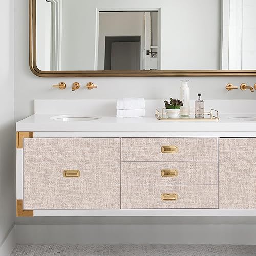 Miniatura 5 de Yancorp Papel tapiz de tela texturizada de 24 x 196 pulgadas, color rosa, papel tapiz autoadhesivo para despegar y pegar, papel tapiz de lino