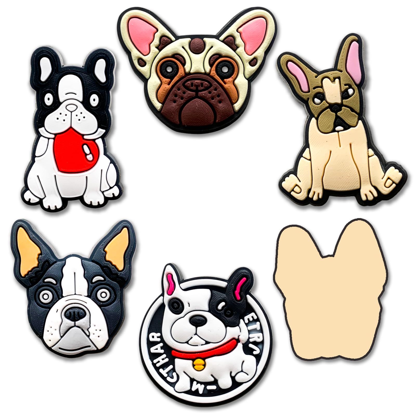 Cute French Bulldog Charms for Clog Shoes Decoration, Puppy Charms Accessories for Shoes (6Pcs French Bulldog)