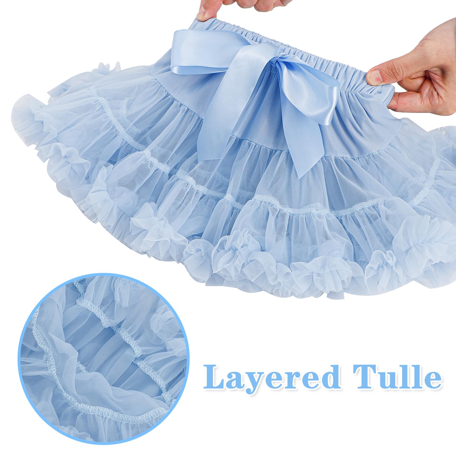 LACOFIA Falda Tutú Niña 3 Capas Tul Baile Princesa Cintura Elástica Ajustable Mini Falda Burbuja Fiesta Danza Cumpleaños