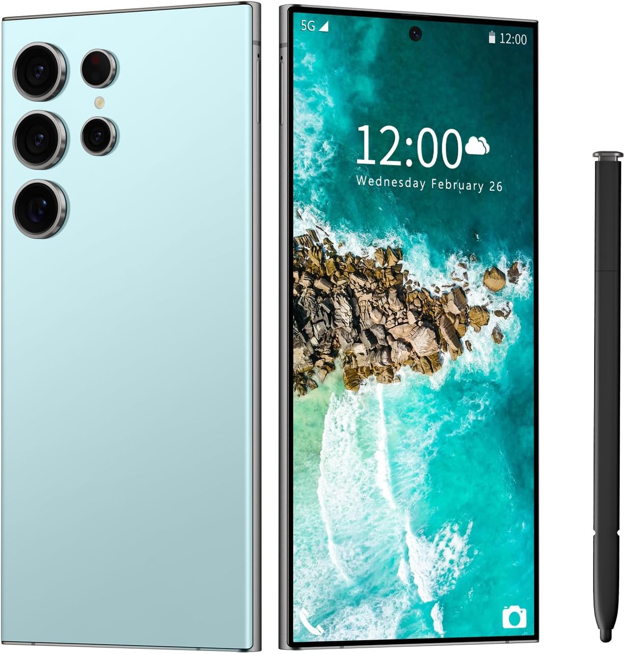 I23 Ultra Unlocked Cell Phone,Built in Pen,Smartphone Battery 6800mAh 6.8" HD Screen Unlocked Phones,6+256GB Android13 with 128G Memory Card,Face ID/Fingerprint Lock/GPS (Cyan)