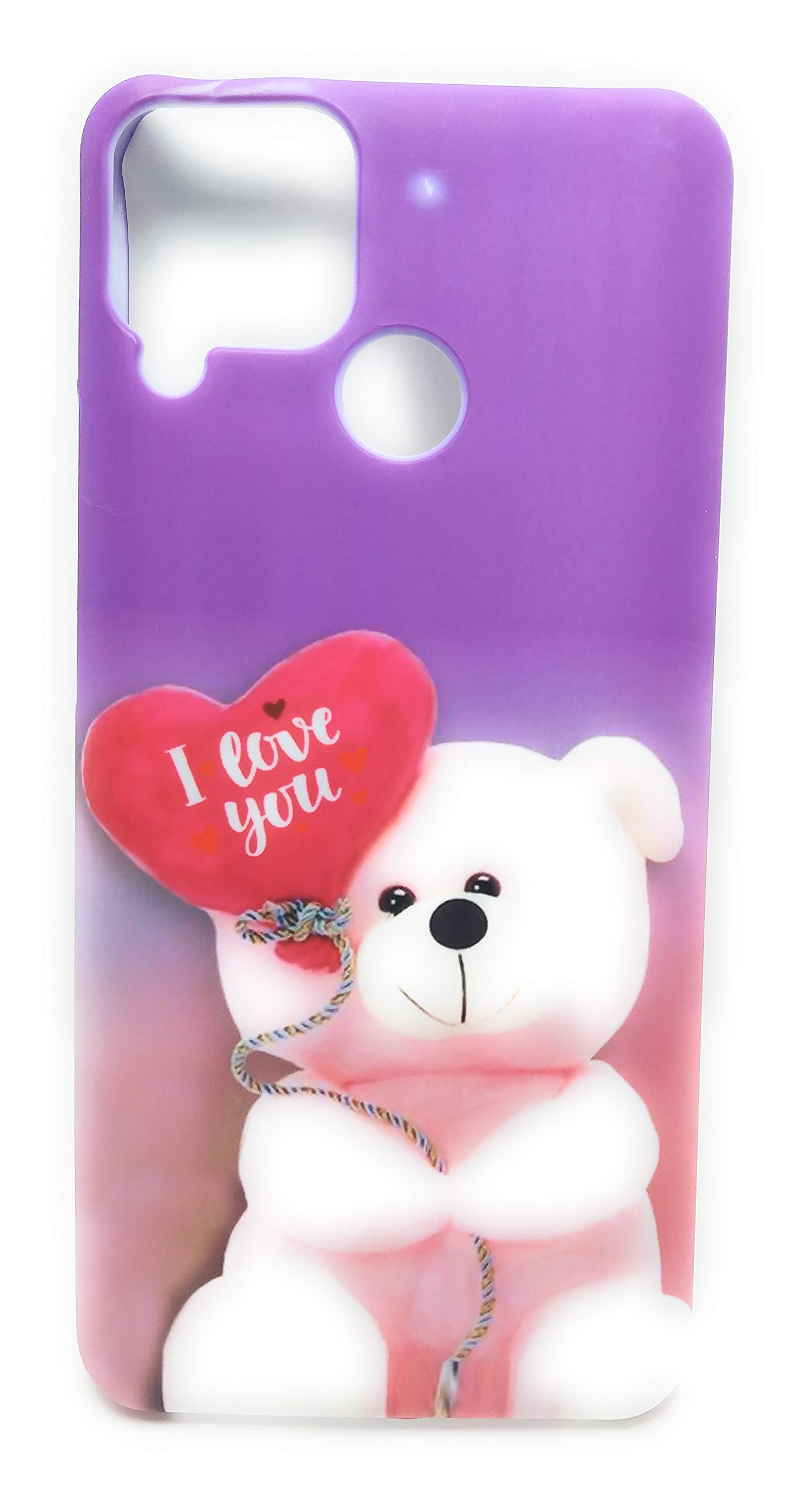 RM- Cute Teddybear in Pink Background Polycarbonate Matte Finish Printed Designer, Premium Mobile Back Case Cover Realme C15 Back Covers Latest Stylish Phone case Mobile Cover for Girls Boys