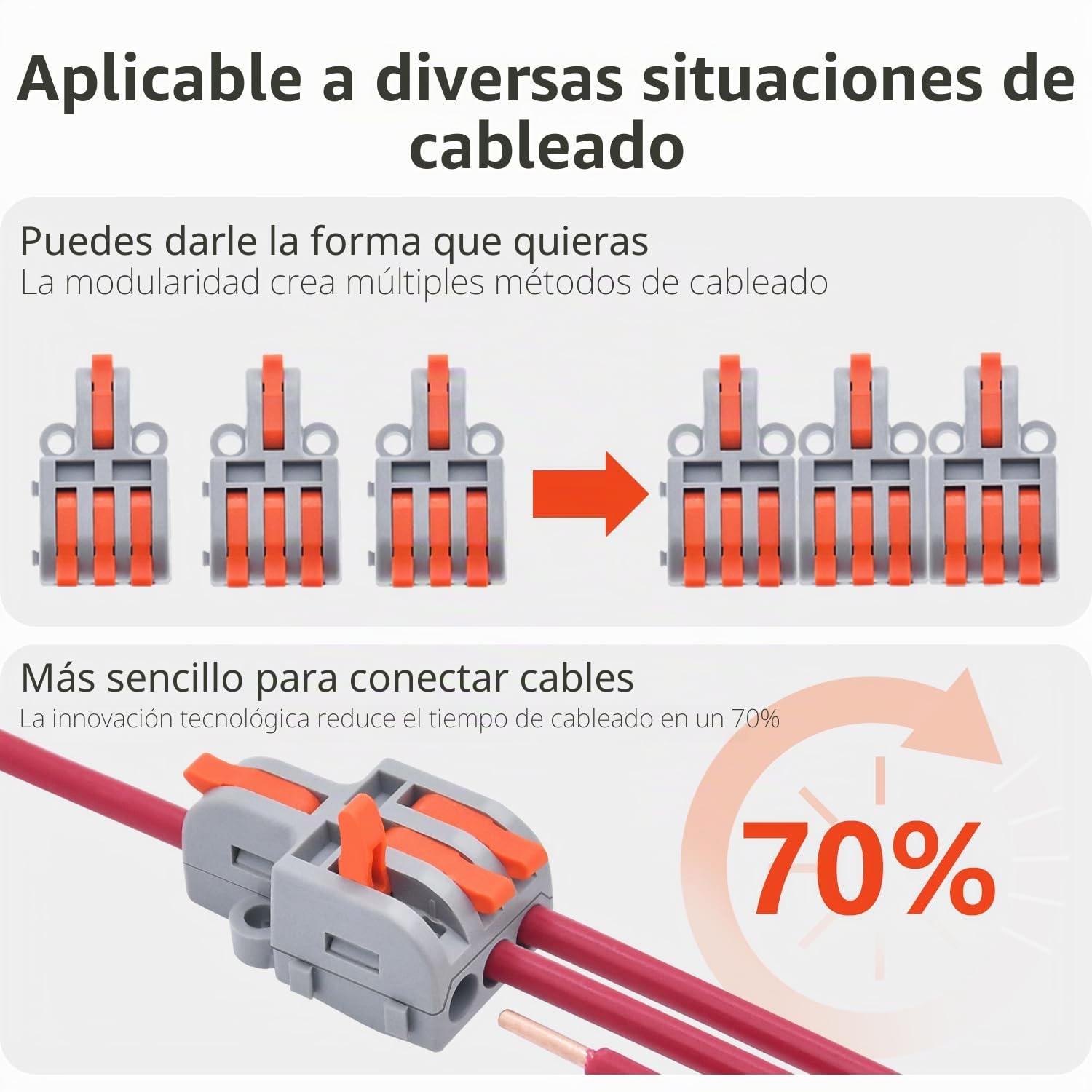 62 piezas Conectores Eléctricos, Kit de Conector de Conexión Rápida de Empalme Compacto, Pueden Combinar Terminales Libremente, Adecuado para 0,2-4mm² cables