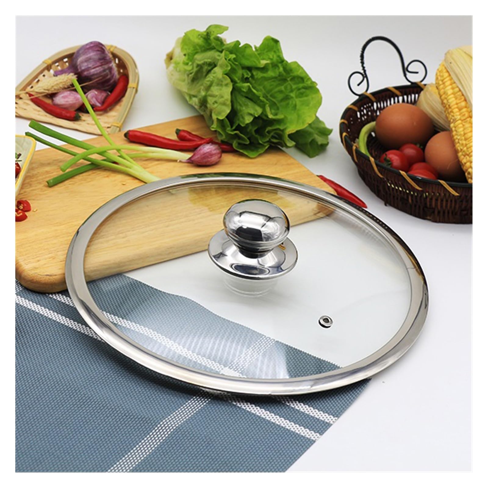 Tapas Universales Cacerola de Vidrio Templado Tapa de Sartén Tapas de Vidrio de Repuesto for Sartenes Ollas y Cazuelas Tapa Transparente Tapa de Olla Visible Tapa Universal para Ollas(32cm)