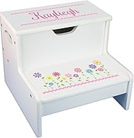 Vista 1 de Taburete personalizado para niños con flores de tallo blanco con almacenamiento