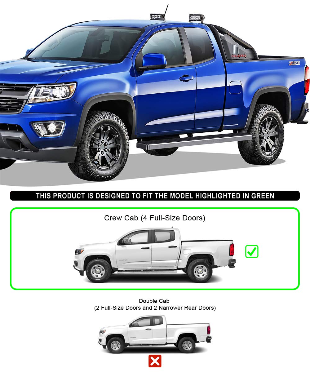 APS Wheel to Wheel Running Boards 5-inch Compatible with Chevy Colorado GMC Canyon 2015-2025 Crew Cab 6ft Bed (Nerf Bars Side Steps Side Bars)