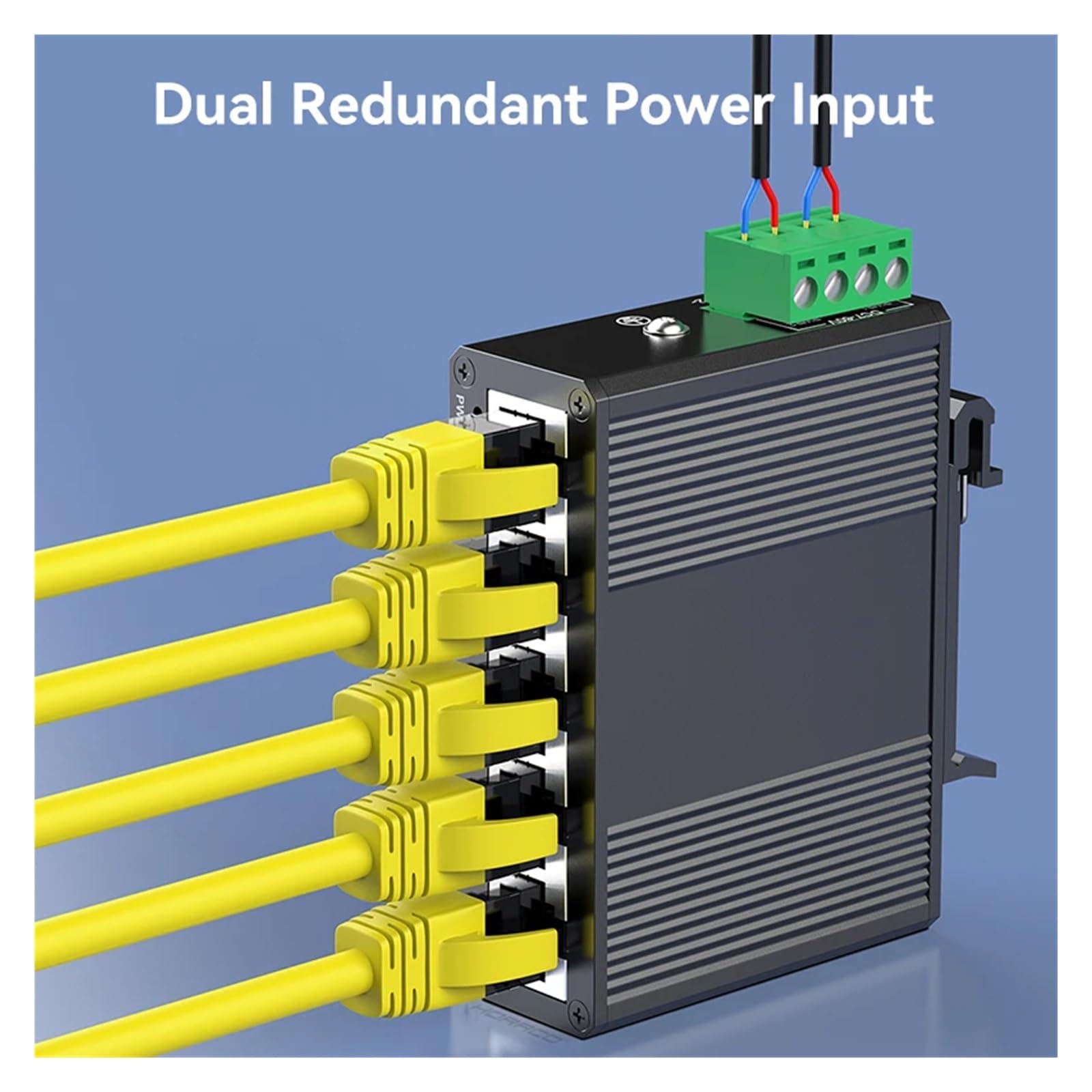 Switch Industriale Gigabit a 5 Porte 1000...*Mbps Mini Switch Ethernet di Rete Plug And Play Montato su Guida Protezione IP40