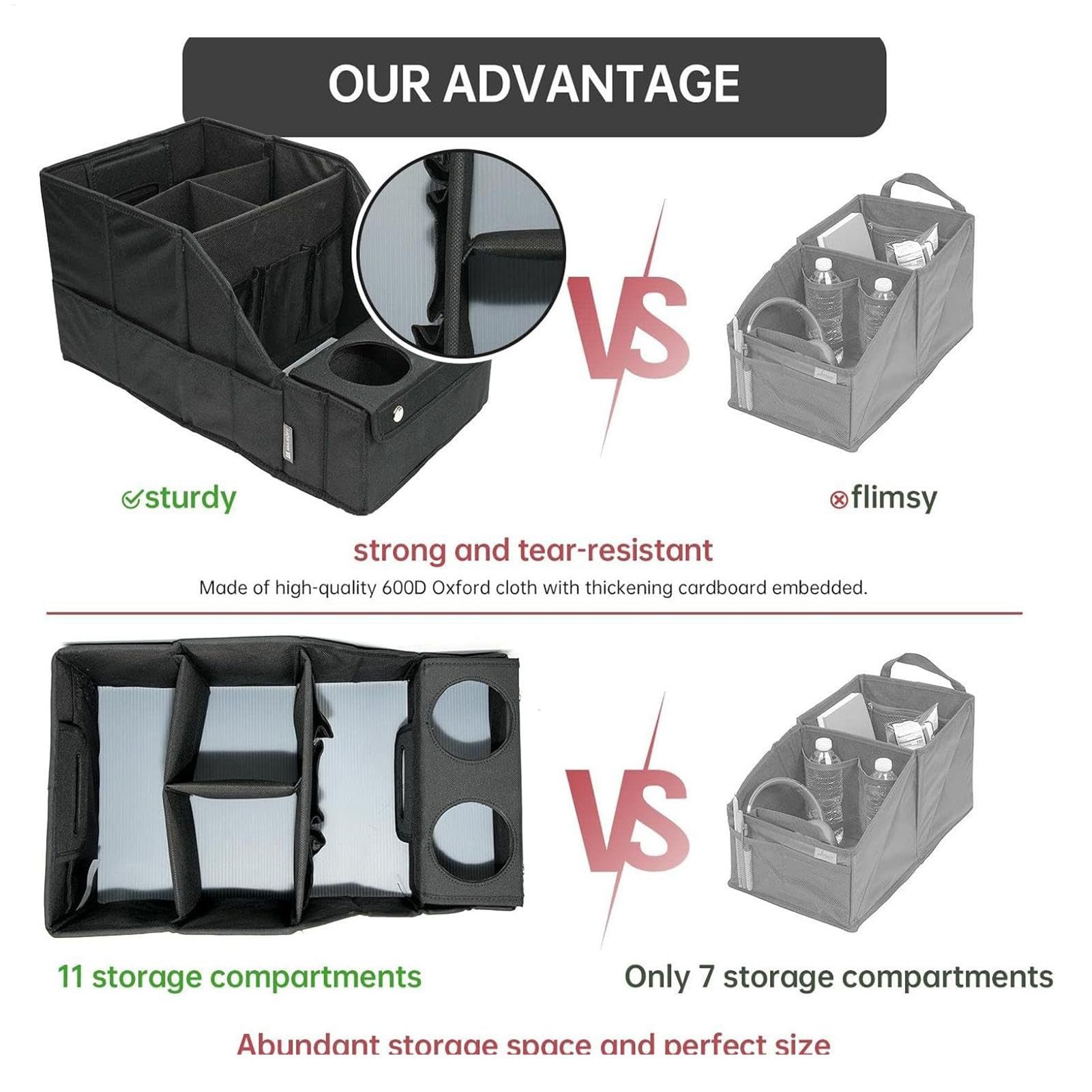 Organizer per sedile auto, organizer multi-scomparto, organizer | per sedile posteriore auto, con portabicchieri e divisori, per viaggi su strada