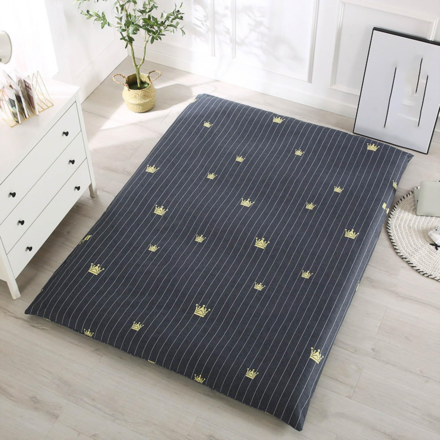 Traditional Japanese Futon Mattress 100% Cotton,Double Zipper Futon Floor Mattress Cover,Tatami Mattress Protective Cover,Machine Washable,G,100x190cm/39x75