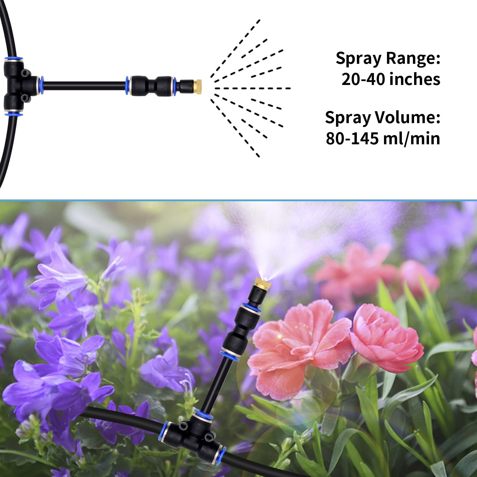 CINEMON Nebulizzatore Giardino, Kit Nebulizzatore Acqua da Esterno, Atomizzatore del Terrazzo con 10m Misting Line + 10Nebulizzatori + Un 3/4" Adattatore, per Ombrellone Gazebo, Piscinaecc
