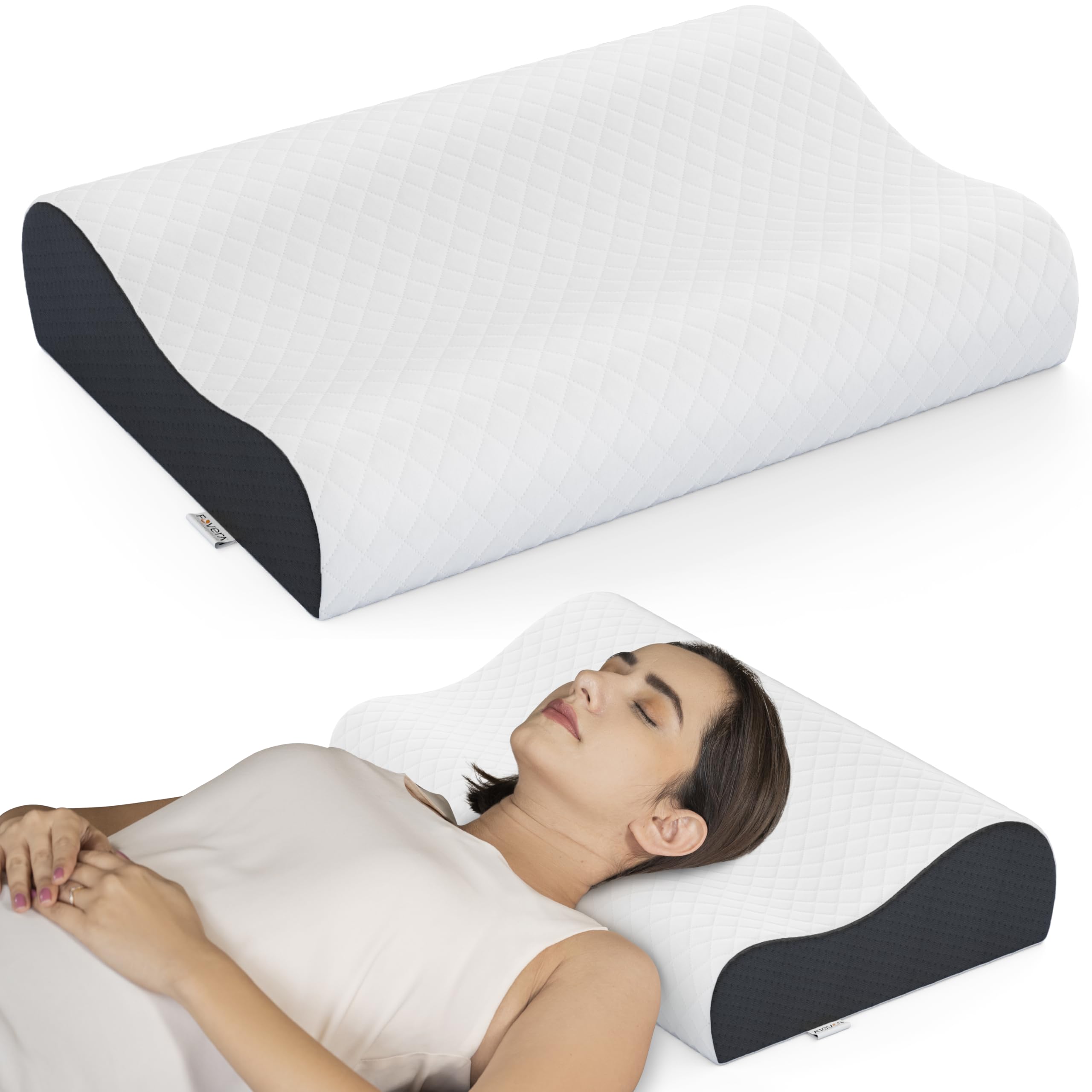 FOVERA Cervical Pillow for Neck Pain | 2 Years Warranty | Cool Gel Memory Foam Orthopedic Neck Support Pillow for Sleeping, Neck & Shoulder Pain (Standard - 18x11x3.5 Inch, Dual Color, Pack of 1)