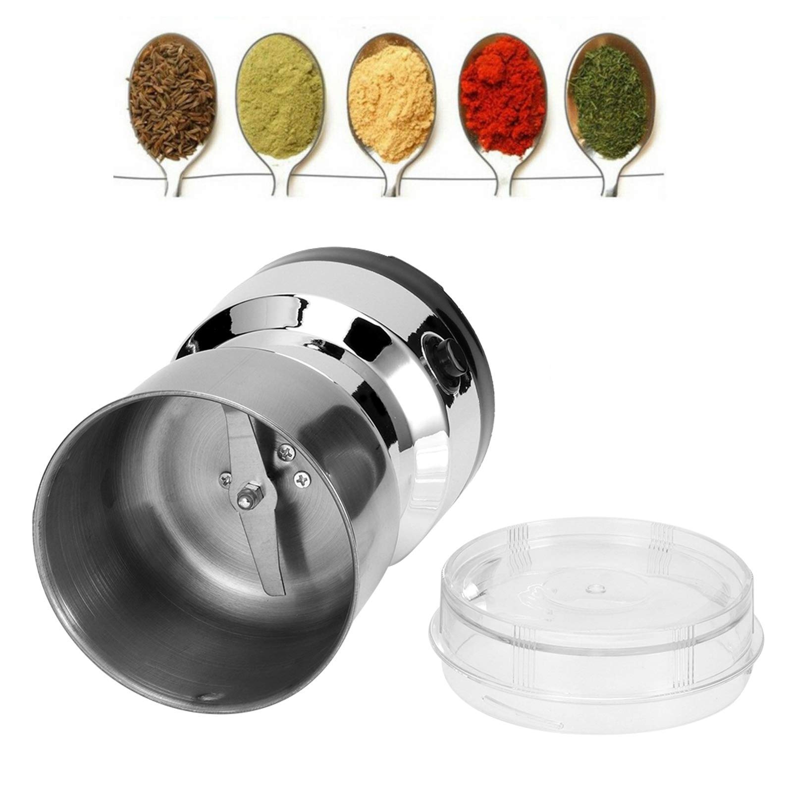 Macinacaffè elettrico, in acciaio inox condimento caffè noci cereali macina erbe frantoio frantoio frullatore utensile da quantità di macinazione 100g/3.5oz