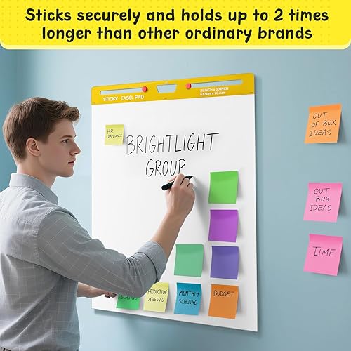 Miniatura 4 de ReliThick Paquete de 2 almohadillas adhesivas de caballete, 25 x 30 pulgadas, color blanco, 20 hojasbloc, papel de gráfico giratorio para