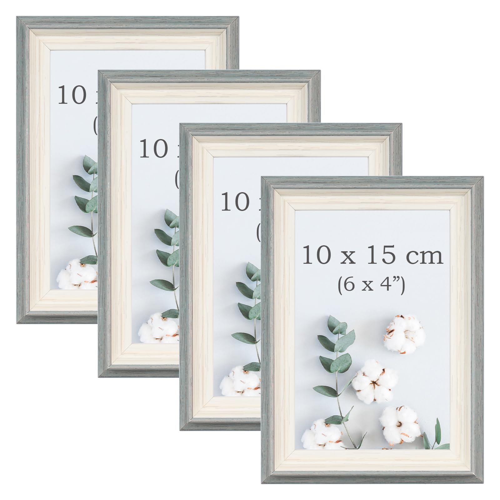 YoHyien Bilderrahmen 10x15 4er Set, Freistehende Fotorahmen 15x10 für Den Schreibtisch, Bilder Rahmen mit Plexiglas zur Wandmontage, Picture Photo Frame for Wall (Salbeigrün, 10 x 15 cm)