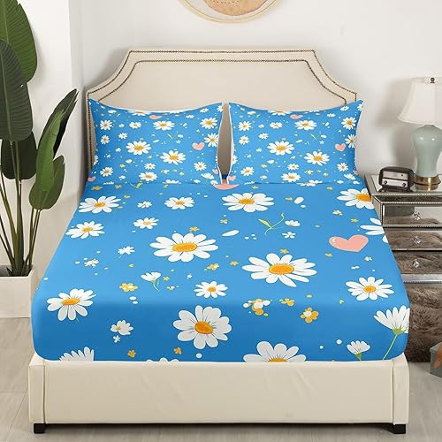 Miniatura 9 de Manfei Vinatage - Juego de sábanas de flores tamaño matrimonial, juego de sábanas florales de cachemira, 4 piezas con sábana bajera de bolsillo