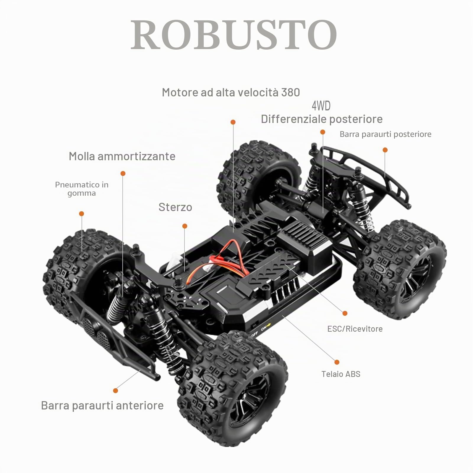 Macchina Telecomandata, Alta velocità Auto RC 40 km/h, scala 1/18 4WD Fuoristrada con 2 batterie ricaricabili 60 Min+ Giocare Tempo, 2.4GHz RC Camion Cars