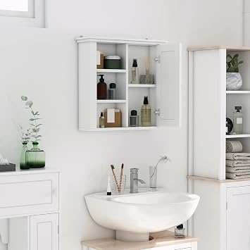 HOMCOM armoire murale salle de bain WC blanc suspendue