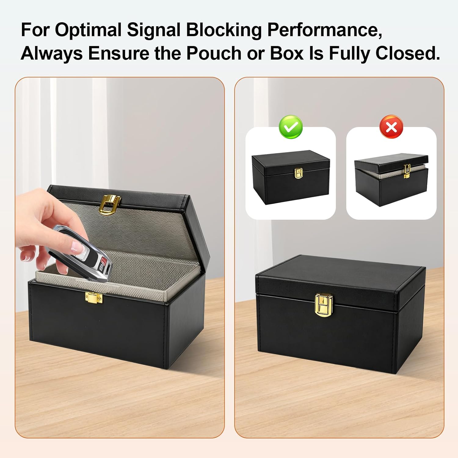 Faraday Box with 2 Faraday Bags for Car Keys, Signal Blocking | Faraday shielding blocks key fob signals to prevent relay theft. Includes 1 box and 2 faraday pouches for home and travel use