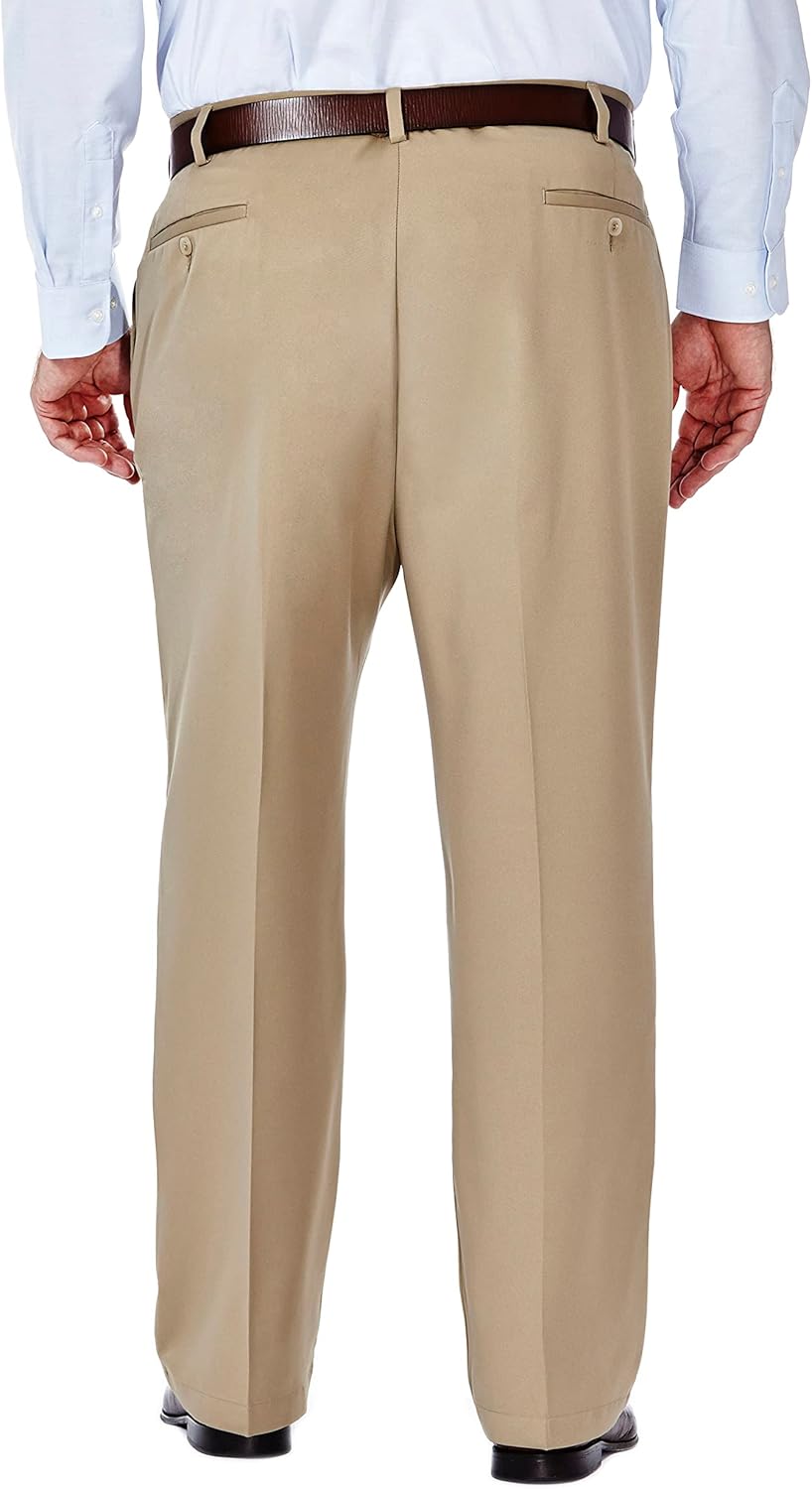 Haggar Mens Cool 18 Classic Fit Flat Front and Pleat Front Hidden Expandable Waistband Pant (Big & Tall Sizes) - Image 3