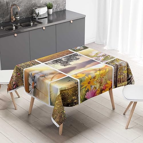 Vista 57 de Mantel Redondo para mesa de 4 sillas, diseño retro 60S 70S y 70S, decoración para comedor, 30 x 30 pulgadas