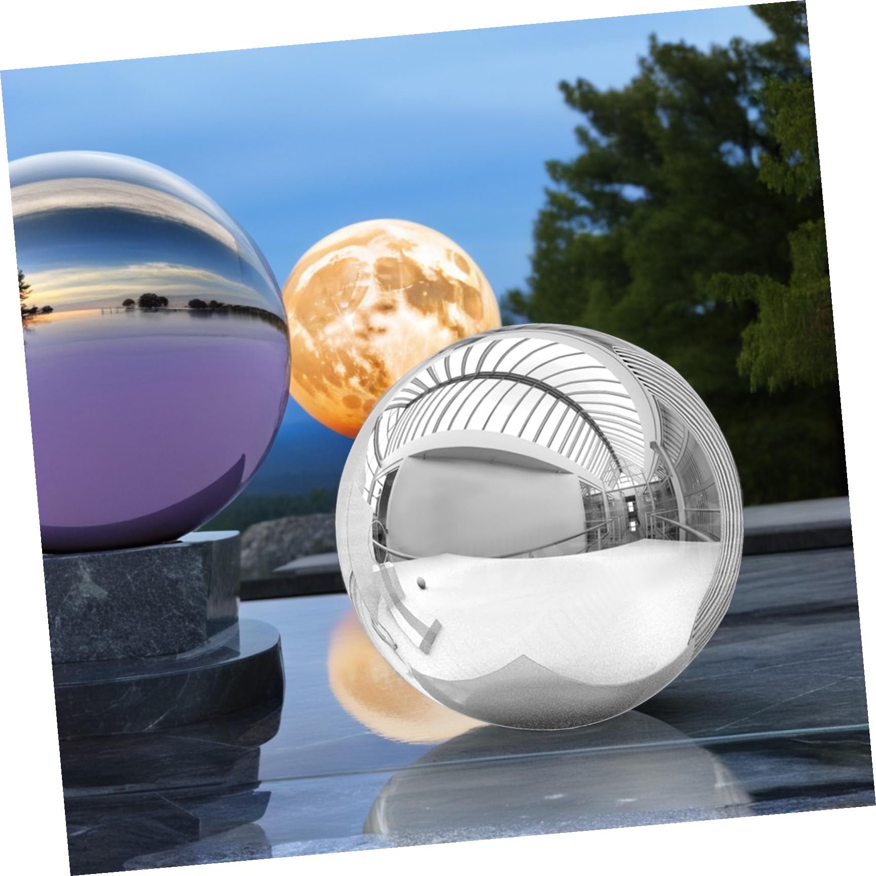 Sfera Lucido Inox Giardino in Specchiata Acciaio da Argento