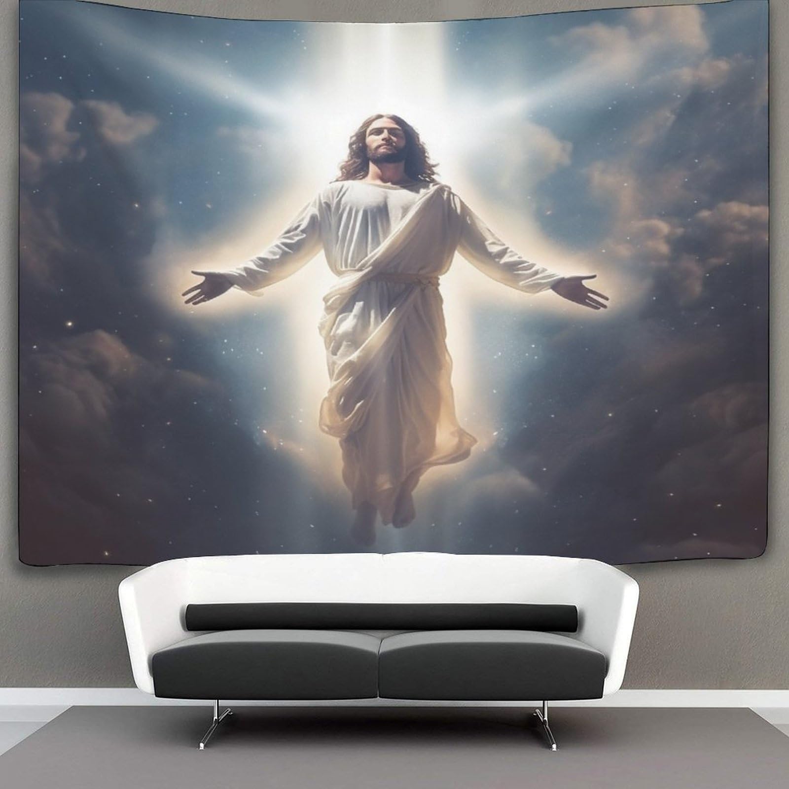 DCABEIOOE 3D Jesus Printed Wall Blanket Home Decoration Bedding Poster Wall Art Tapestry Tapestries Wall Hanging Soft Polyester for Bedroom Living Room Dorm Home Decorations 130cmx150cm
