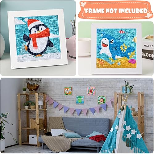 Miniatura 5 de QEUOYSS Kits de arte de diamantes 5D de 6 piezas para niños principiantes, kits fáciles de artes y manualidades para niños de 8 a 12 años, juego de