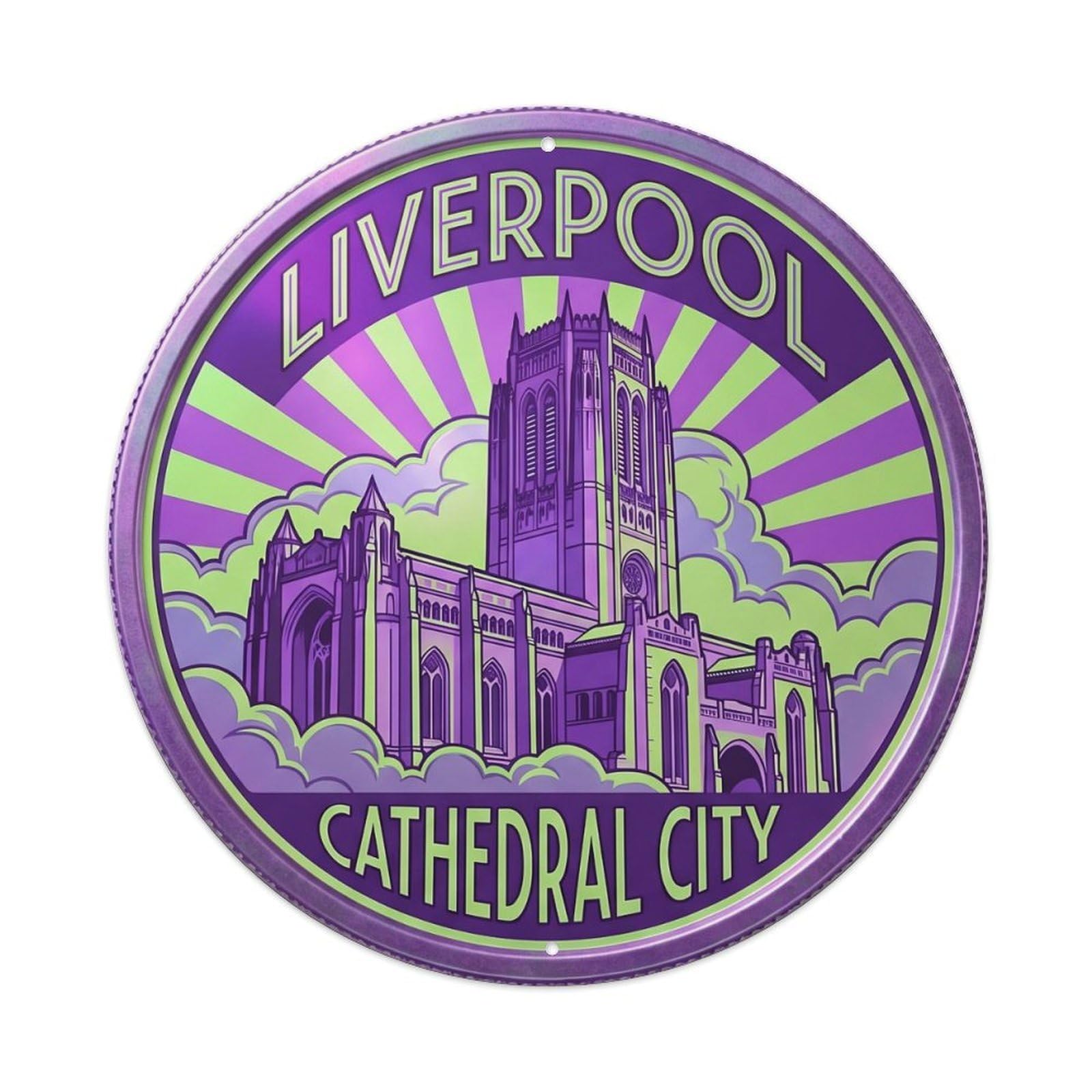 Cathedral Majestic Bedroom Sanctuary Metal Tin Sign Plaque Wall Decor for Cafe, Club, Garden Round Metal Poster 8x8Inch