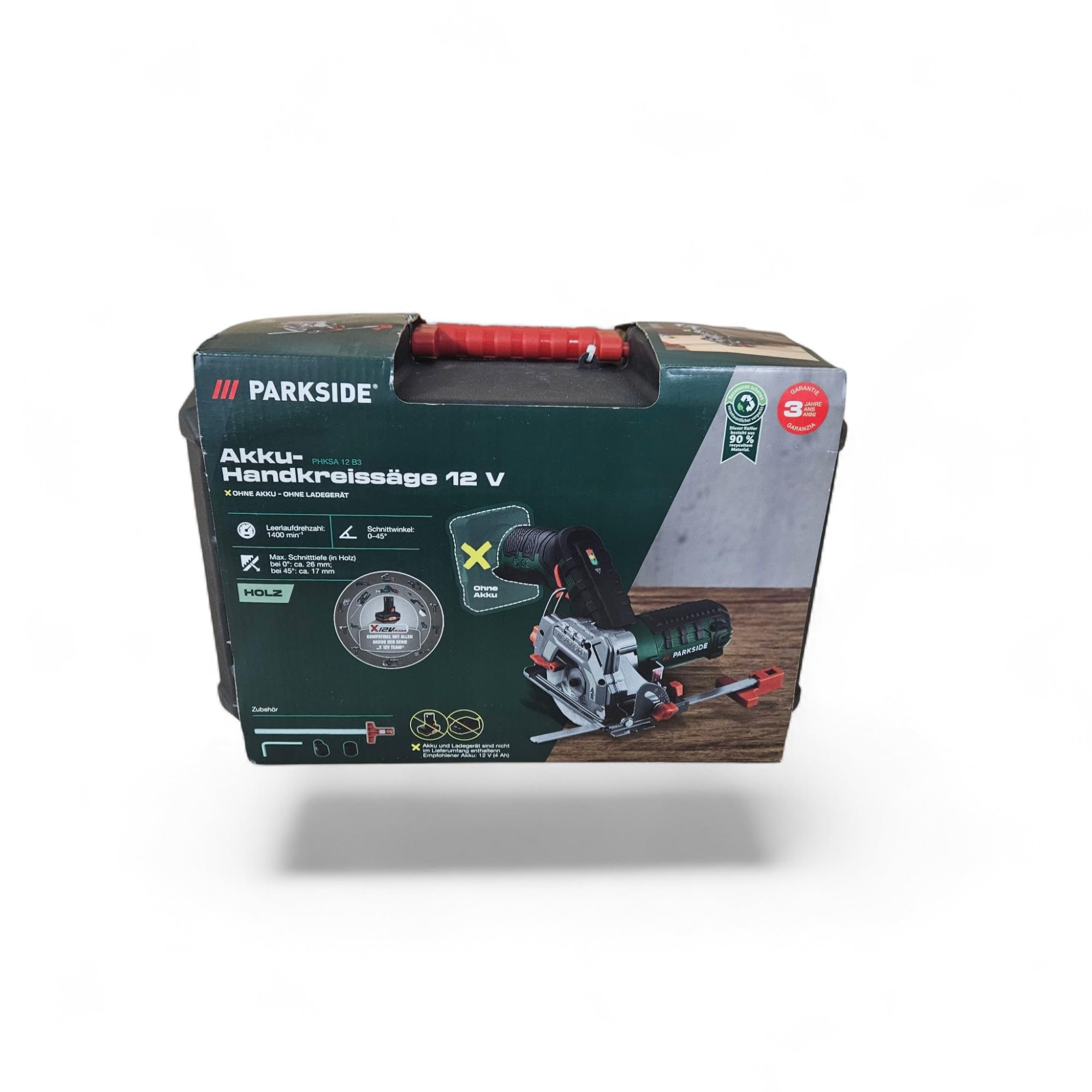 Parkside sega circolare a batteria PHKSA 12 X12 V, blocco albero, in valigetta (senza batteria e caricatore)