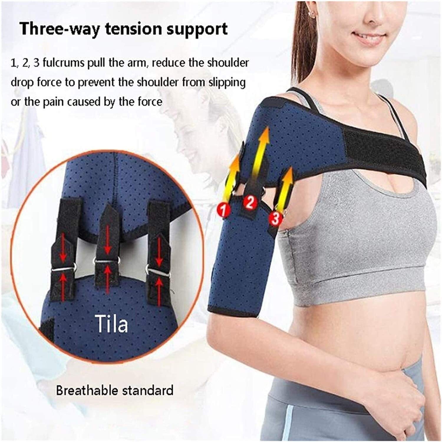 Soporte de hombro, inmovilizador de hombro con cabestrillo de brazo con hombrera para hombres y mujeres para rehabilitación de hemiplejía de accidente cerebrovascular, recuperación de disloc