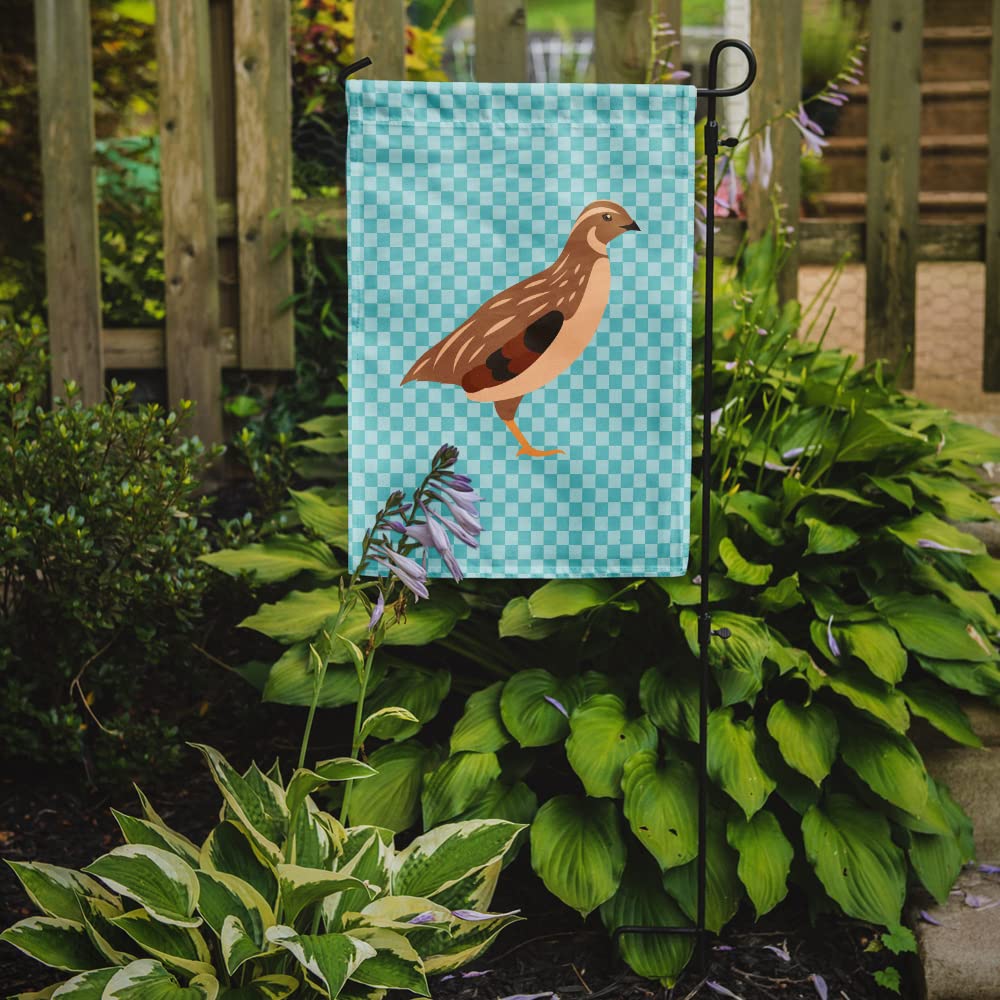 Caroline's Treasures BB8129GF Golden Phoenix Quail Blue Check Flag Garden Size , Small, multicolor