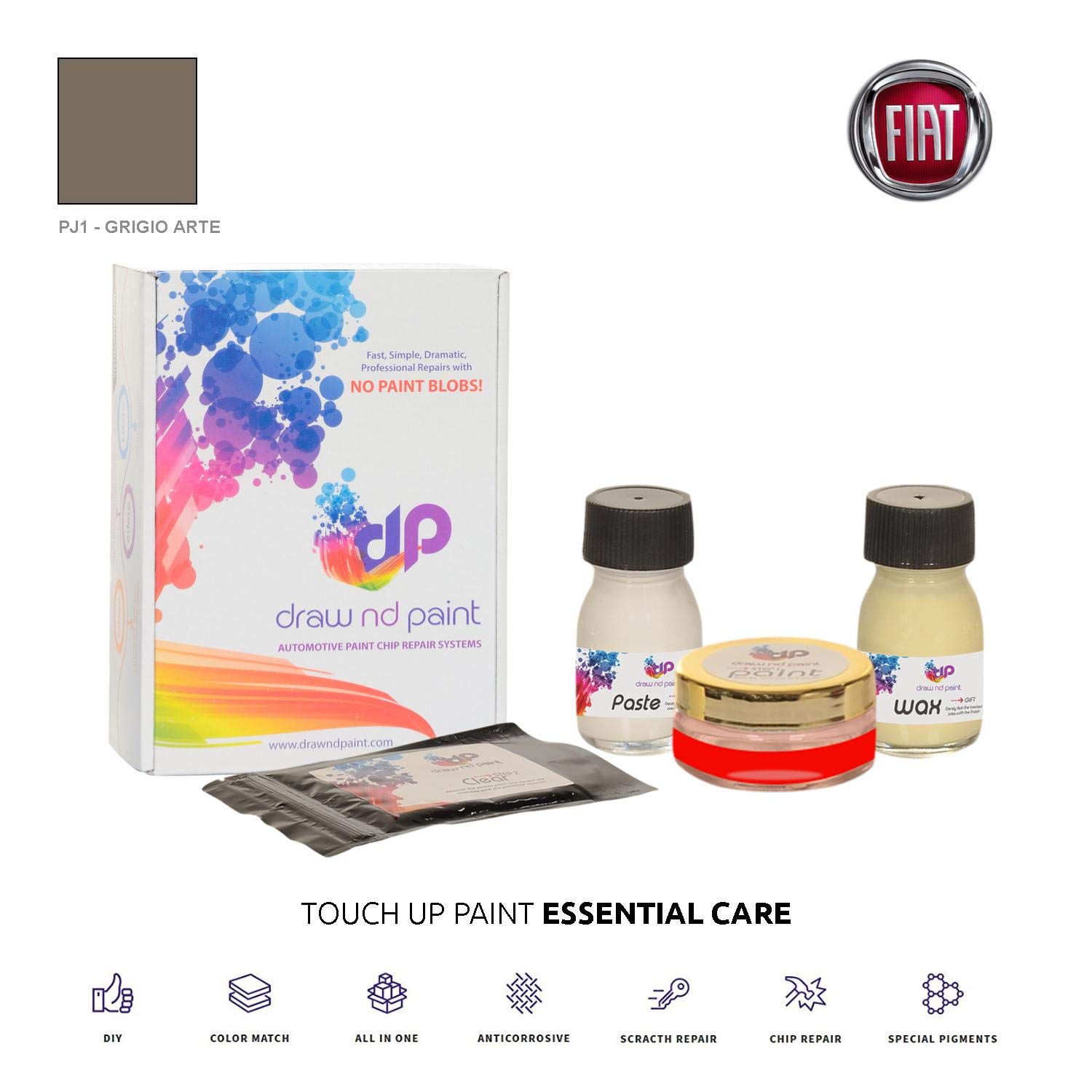 DrawndPaint for/FIAT 500 X/GRIGIO ARTE - PJ1 / TOUCH-UP PAINT SYSTEM EXACT-MATCH/ESSENTIAL CARE
