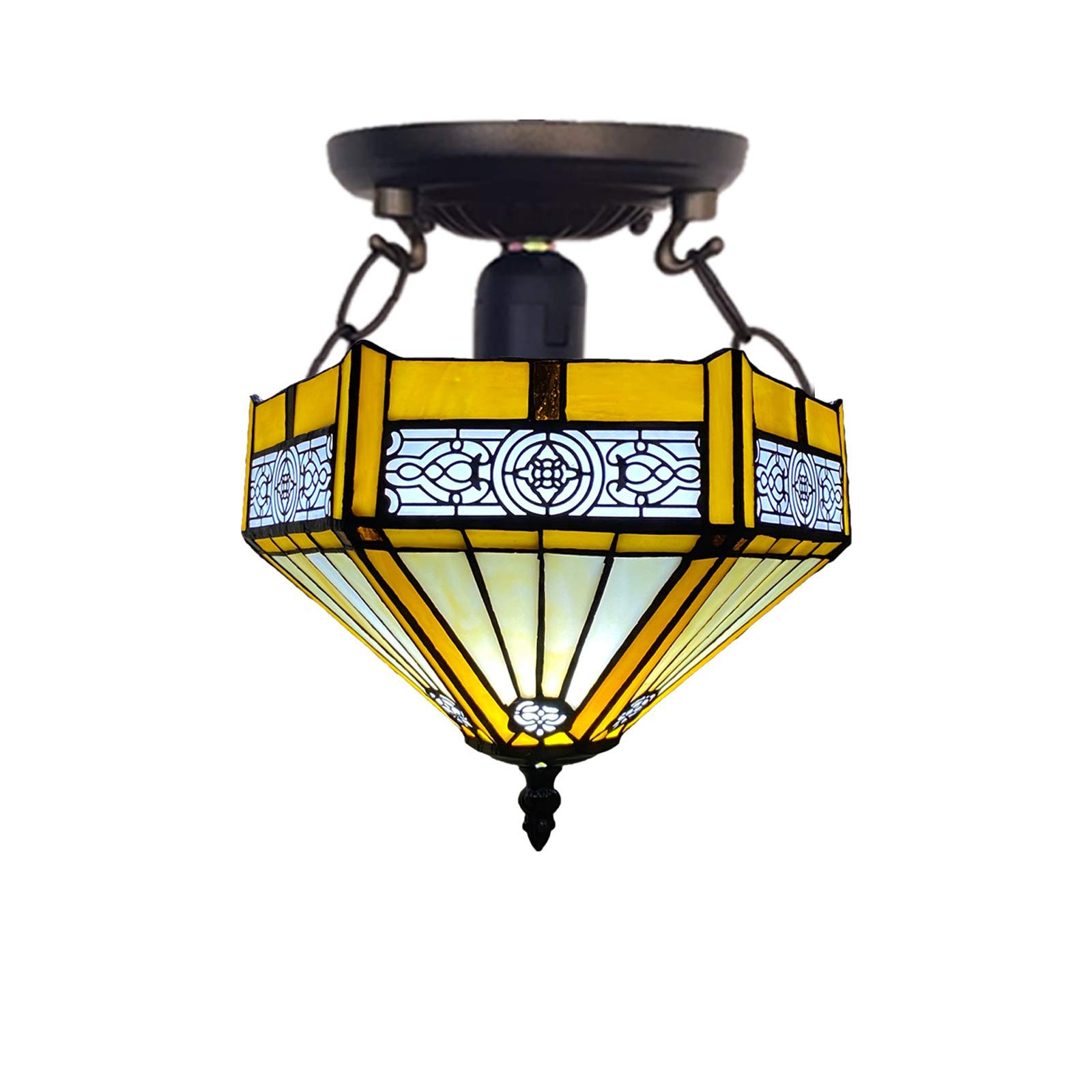 Auroh Multicolor Tiffany Ceiling Lamps Handcrafted Stained Glass Lamp Shades Stunning Quality Antique Design Ceiling Light For Living Room Bedroom Lounge Hallway (C-1005)