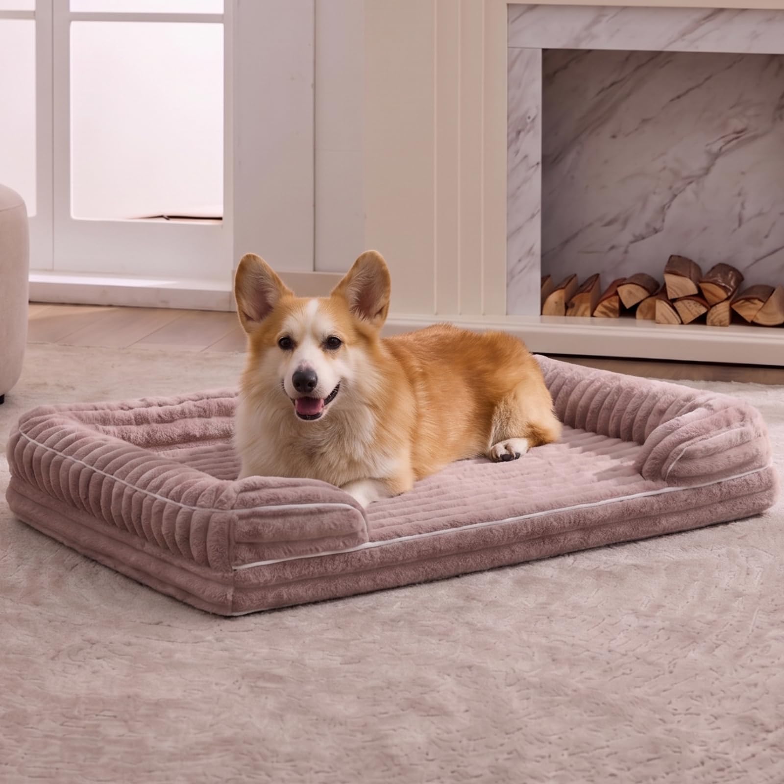 VoltaEcho Dog Bed Sofa Orthopedic: Washable Dog Beds (75 x 50 x 17 cm)