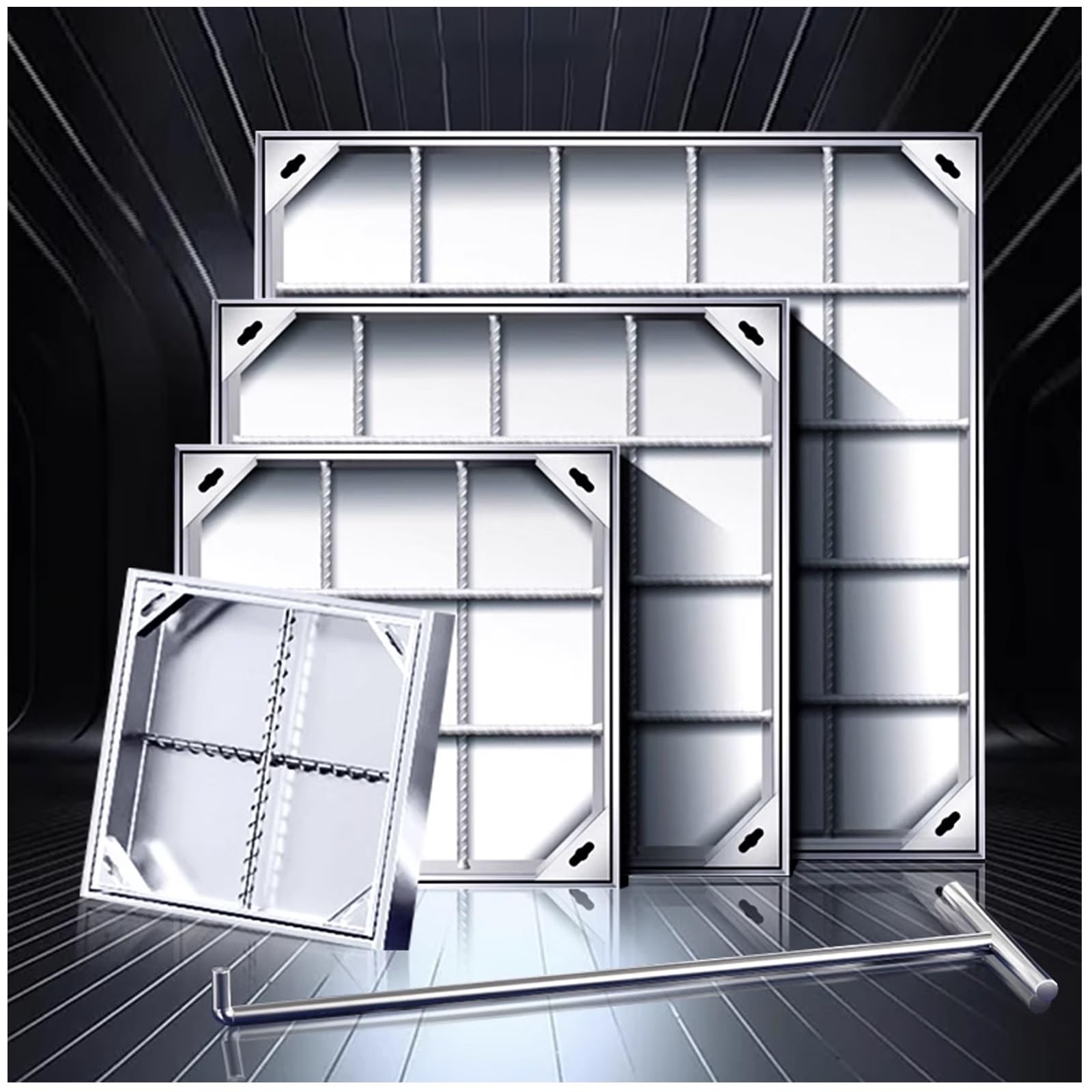 Couvercle de Regard 60x60cm Acier Inoxydable Fosse Septique Drain et Trottoir
