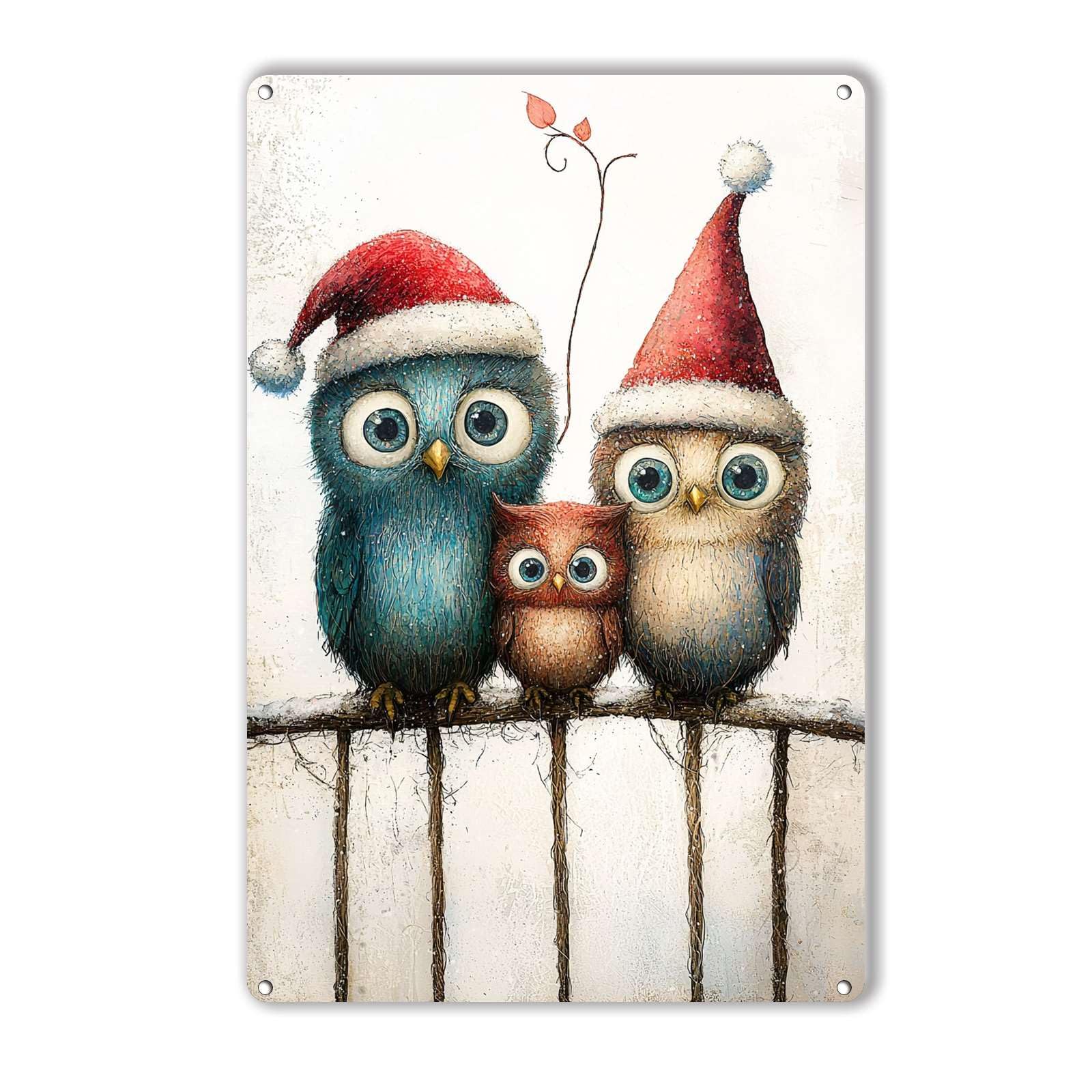 Anceky Christmas-Owl Metal Sign Funny Tin Sign Retro Wall Decor For Home Garage Bar Outdoor Window 12×16 Inch
