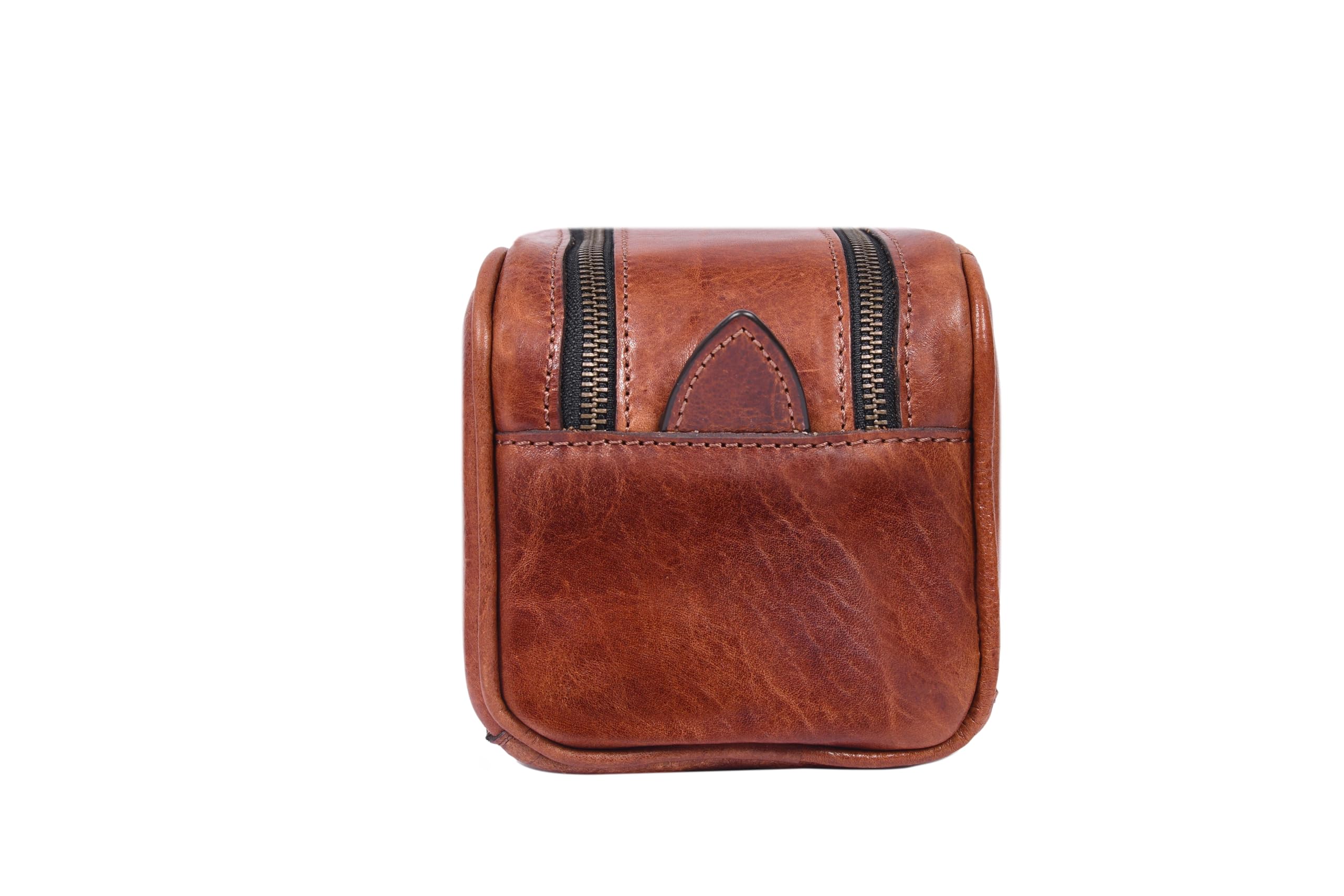 Aaron Leather Goods - Beauty case in pelle da uomo, kit da viaggio per toelettatura, con fodera impermeabile