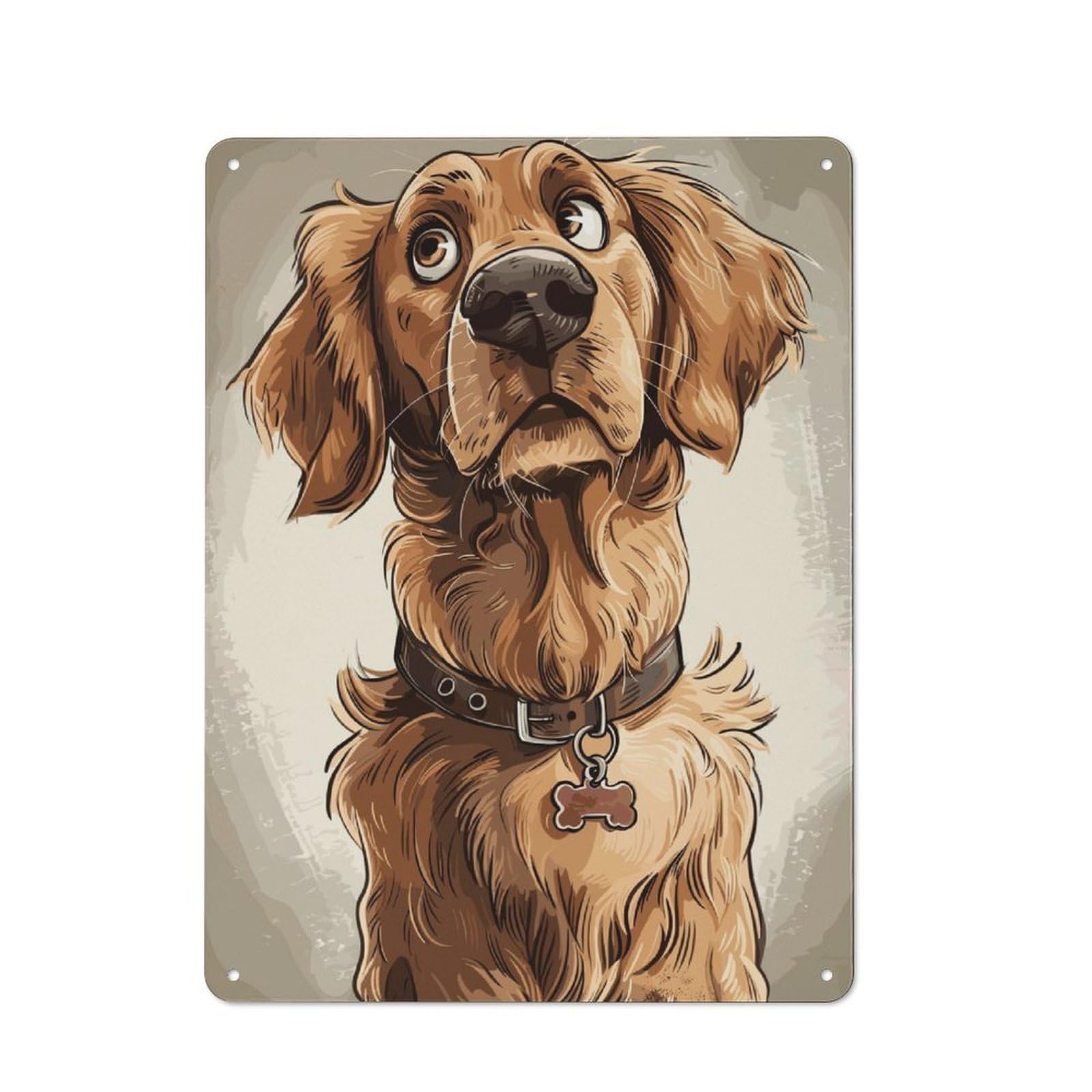 Metal Plaque 40x30cm with Golden Retriever for Pub Or Café, Rustic Decor, for Pub Decor Enthusiasts