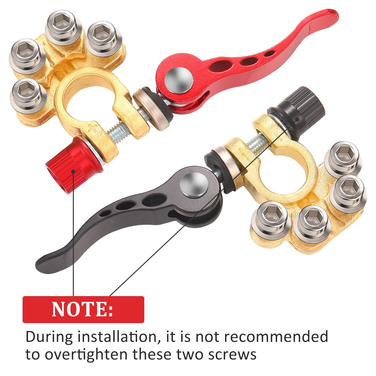 4 Pieces Battery Terminal Connectors 4 Way Battery Terminal with Hex Wrench Quick Release