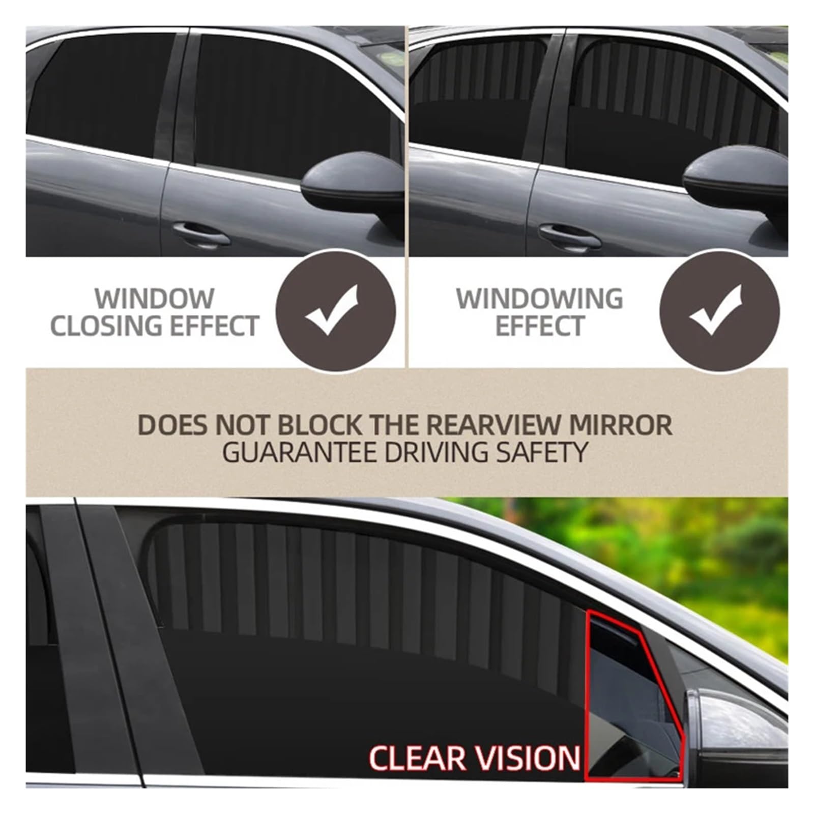 Rideau Voiture Lot de 4 Pare-Soleil magnétiques for vitres Avant, arrière et latérales Voiture - Protection Solaire intimité Accessoires Automobiles