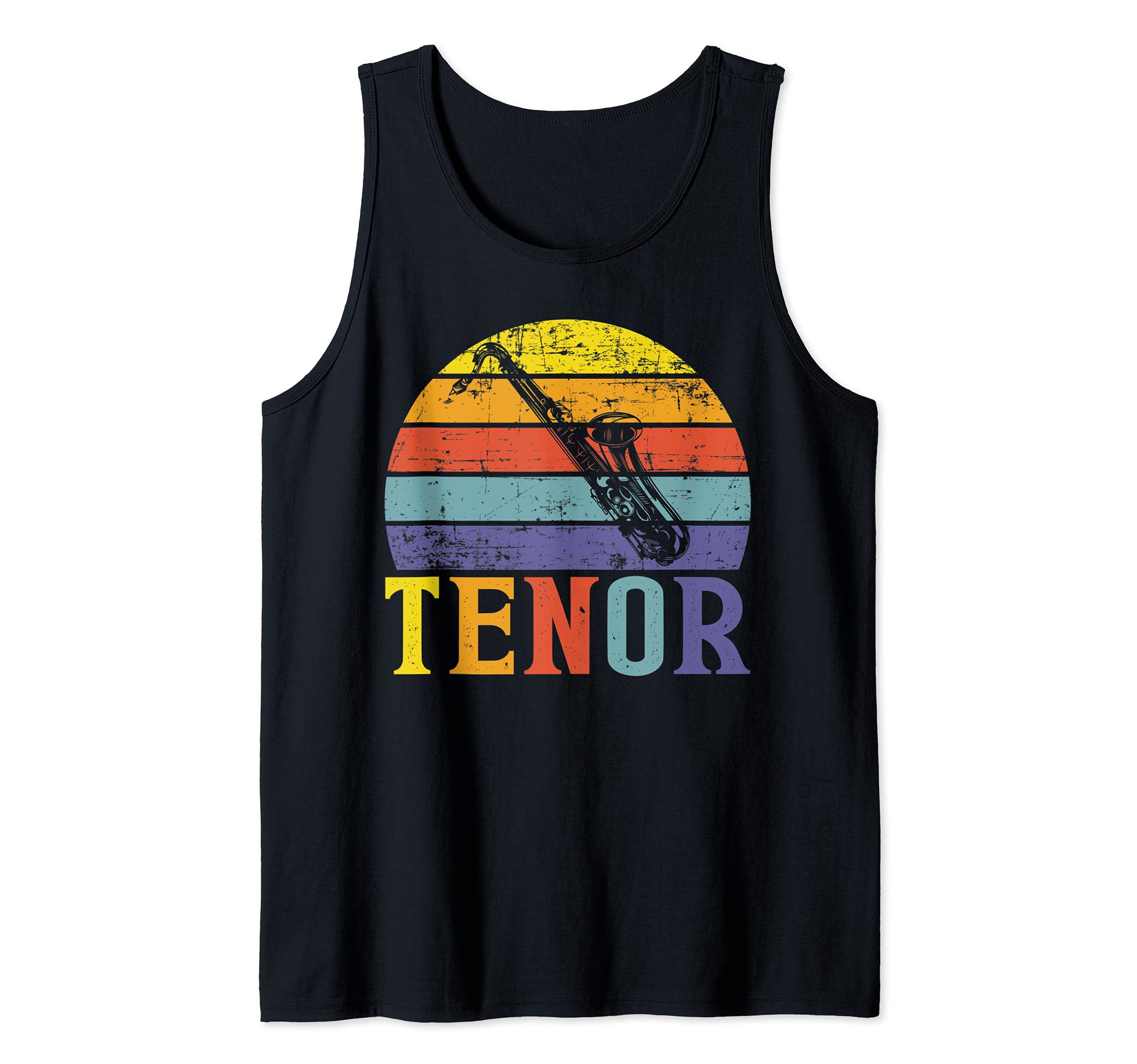 Tenor Jazz Metal Wind Instrument Classic Saxophone Music Tee Tank Top, Black