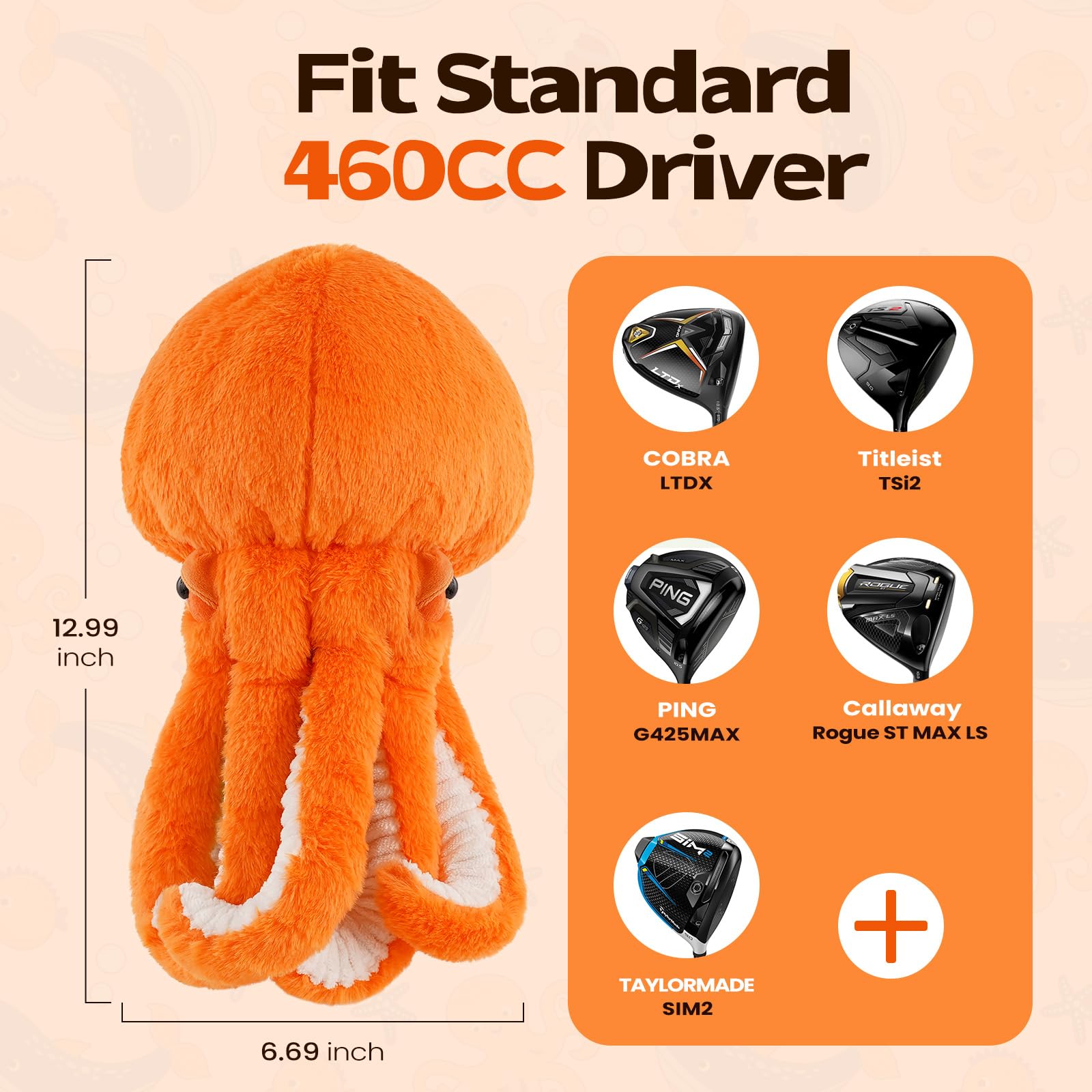 mytag Funny Golf Club Head Covers, Plush Driver Headcover Octopus, Golf Gift for Men Women