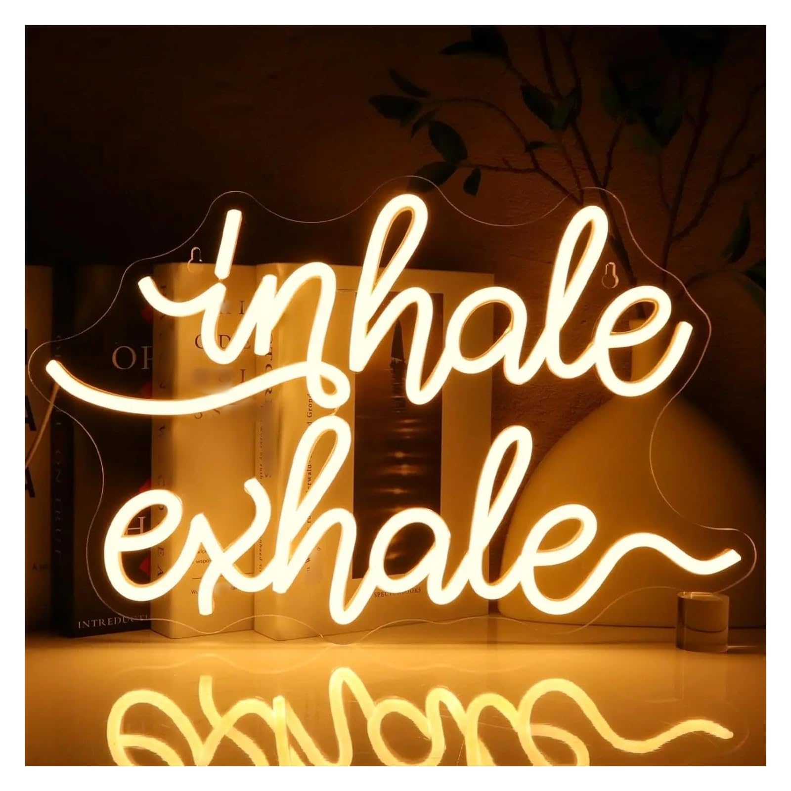 SHOUXI Sign Lamp Inhale Exhale Neon Sign USB Powered Dimmable Light for Yoga Meditation Studio Party Wall Decor 42cmх27cm