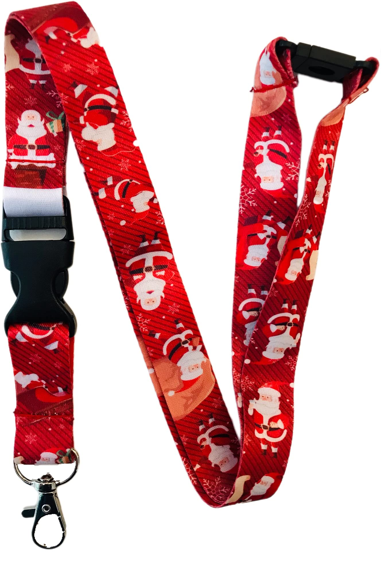 Pac Supplies Global Cat Red Christmas Santa Lanyard With Safety Breakaway & Detachable Buckle Clip