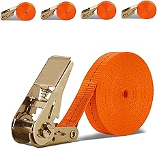 Spanngurte mit Ratsche 8M, 4er Set Zurrgurte einteilig aus Beschichtetem Hartstahl, Enorm Robuste Spanngurt für Auto, Sackkarre, Motorrad, Gepäck, Camping, Transport - Belastbarkeit 1000kg