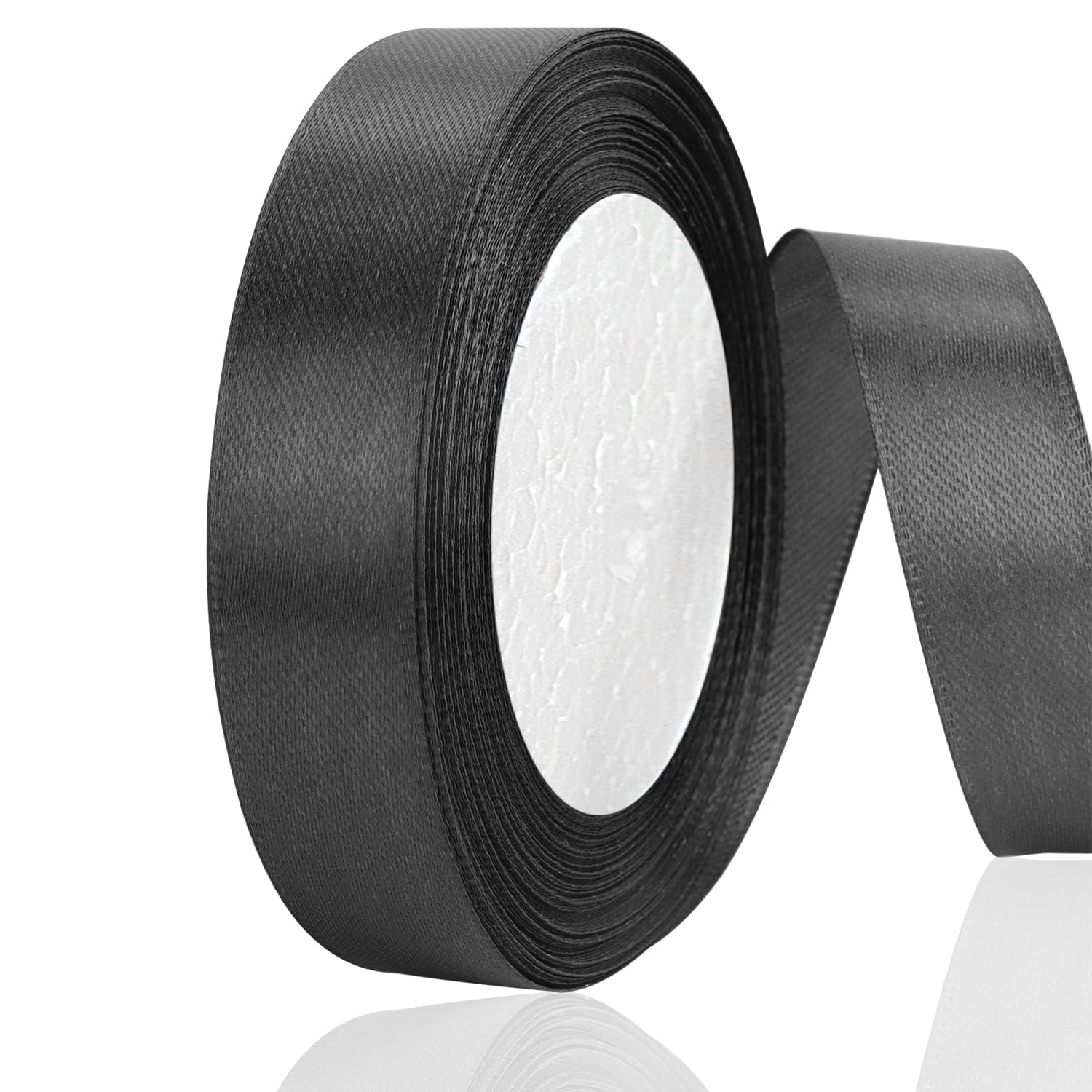 Pack De 2 Rollos Cinta De Satén Negro | 20 Mm X 22 Metros Cada Uno - Satén Doble Cara Para Manualidades, Regalos Y Decoración