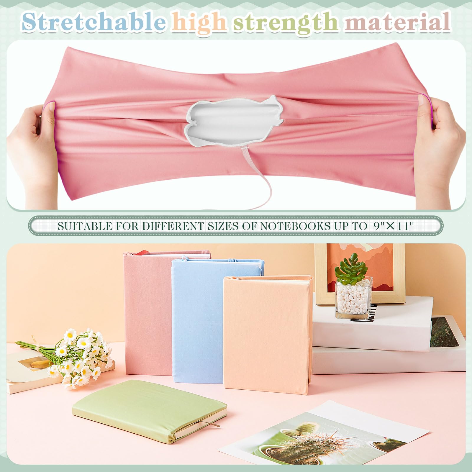 PerKoop 12 copertine per libri Jumbo, in tessuto elastico, riutilizzabili, lavabili, per la maggior parte dei libri di testo con copertina rigida, 12 colori (22,9 x 28,9 cm)
