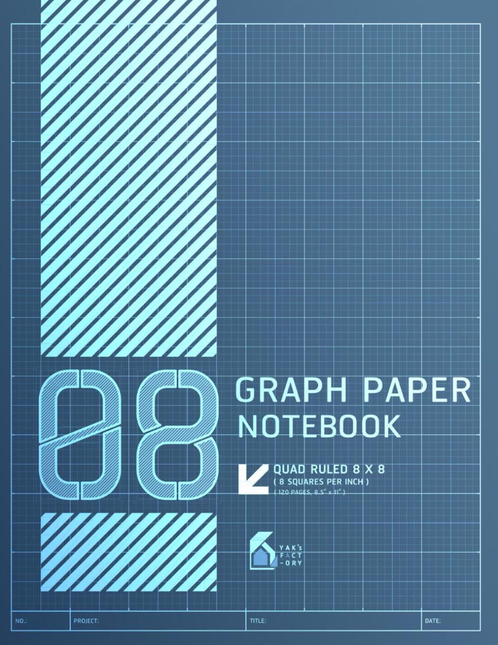 Graph Paper Notebook Quad Ruled 8x8 (8 Squares/Inch): Modern Grid Graph Paper Notebook for Multiplication, Engineers Civil & Construction, Gradient Cover (Eternal Constance)