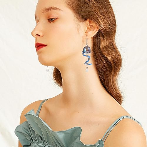 Vista 87 de FASHEWELRY 10 cuentas de cristal hechas a mano, cuentas florales de cristal, cuentas espaciadoras de flores de trompeta transparentes, cuentas