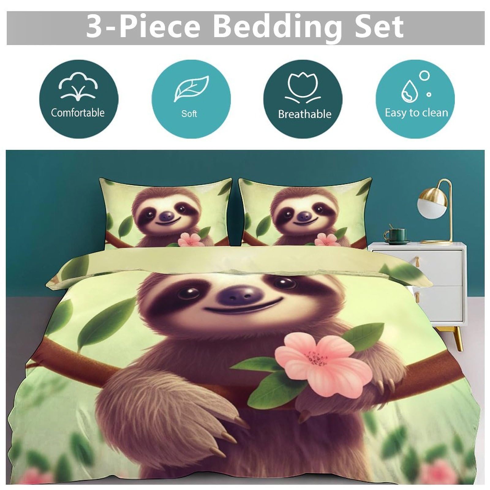 Set di biancheria da letto, 3 pezzi, copriletto ultra morbido e ispessito, con 2 federe, leggero double-face, per casa/hotel/regali, 200,7 x 228,6 cm