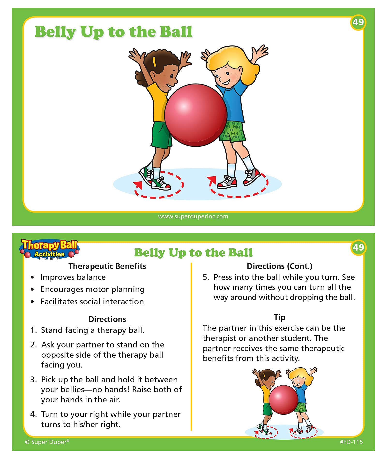 Super Duper Publications Therapy Ball Activities Fun Deck Upper Body and Core Strength Flash